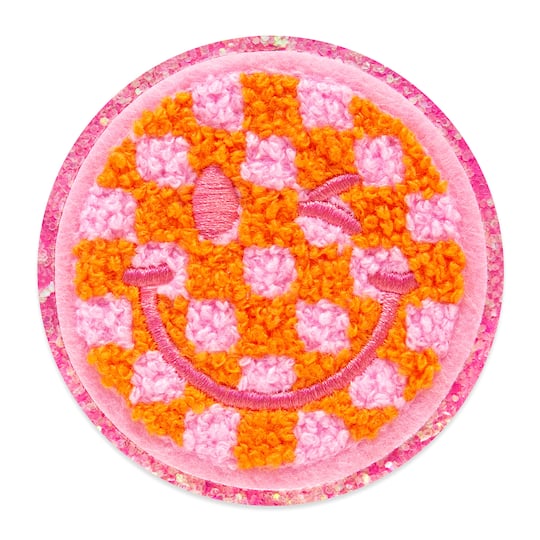 Summer Checker Smiley Iron-On & Adhesive Embroidered Patch by Make Market®